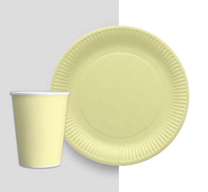 Sarı Karton Tabak Bardak (8 adet)